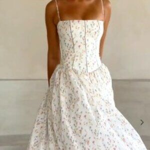 House of CB Floral Maxi Dress - White and Multicolor